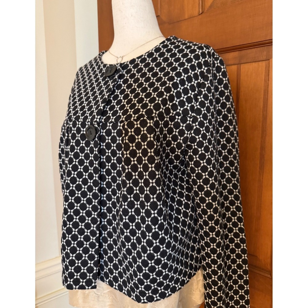 Nina Leonard Open Front Knit Cardigan‎ Sweater Women S Black/White Long Sleeve